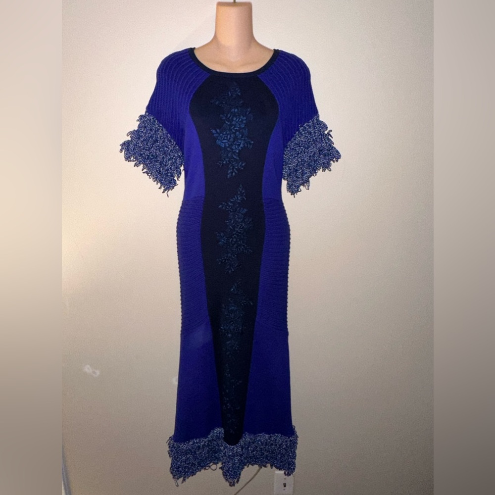 Tabula Rasa RARE blue fringe knit dress